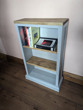 Load image into Gallery viewer, small painted bookcase with pine shelves