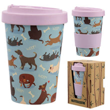 Load image into Gallery viewer, Dog pattern Reusable Screw Top Bamboo Composite Travel Mug - FurniturefromtheOaks