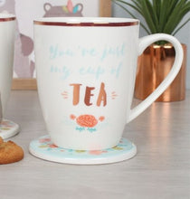 Load image into Gallery viewer, TEA MUG AND COASTER GIFT SET - FurniturefromtheOaks
