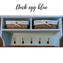 Load image into Gallery viewer, Coat rack with cotton lined wicker basket - FurniturefromtheOaks
