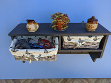 Load image into Gallery viewer, Coat rack with cotton lined wicker basket - FurniturefromtheOaks
