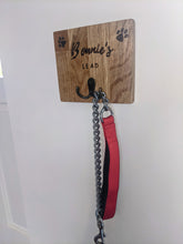 Load image into Gallery viewer, personalized oak dog lead holder
