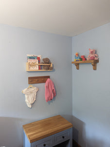 nursery floating bookshelf | kids bedroom bookshelf | nursery clothes rail