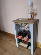 Load image into Gallery viewer, Painted, Oak wine rack with glass storage - FurniturefromtheOaks
