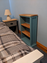Load image into Gallery viewer, small painted bookcase with oak shelves - FurniturefromtheOaks

