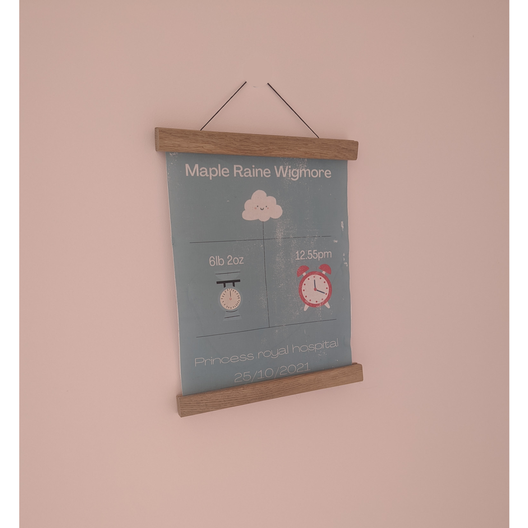 Personalised new born fabric art wall hanging